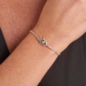 PULSERA HAMSA CIRCONES ORO