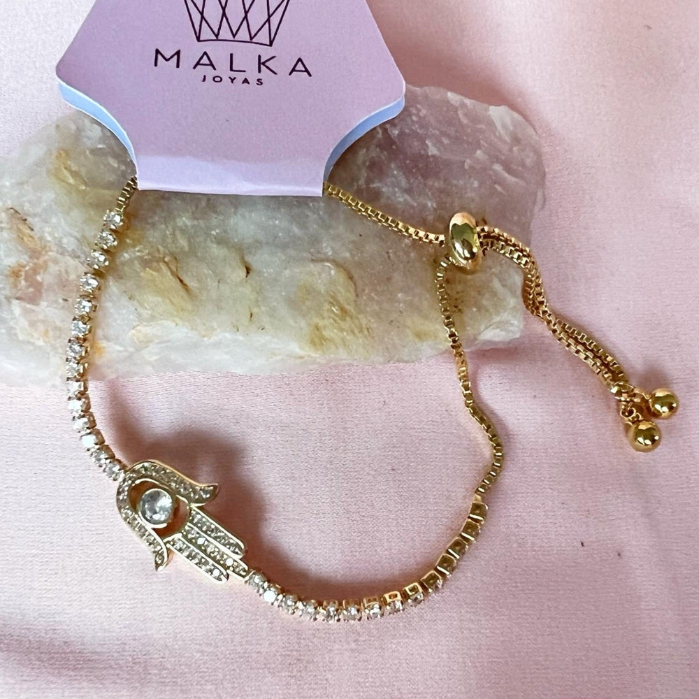 PULSERA HAMSA CIRCONES ORO