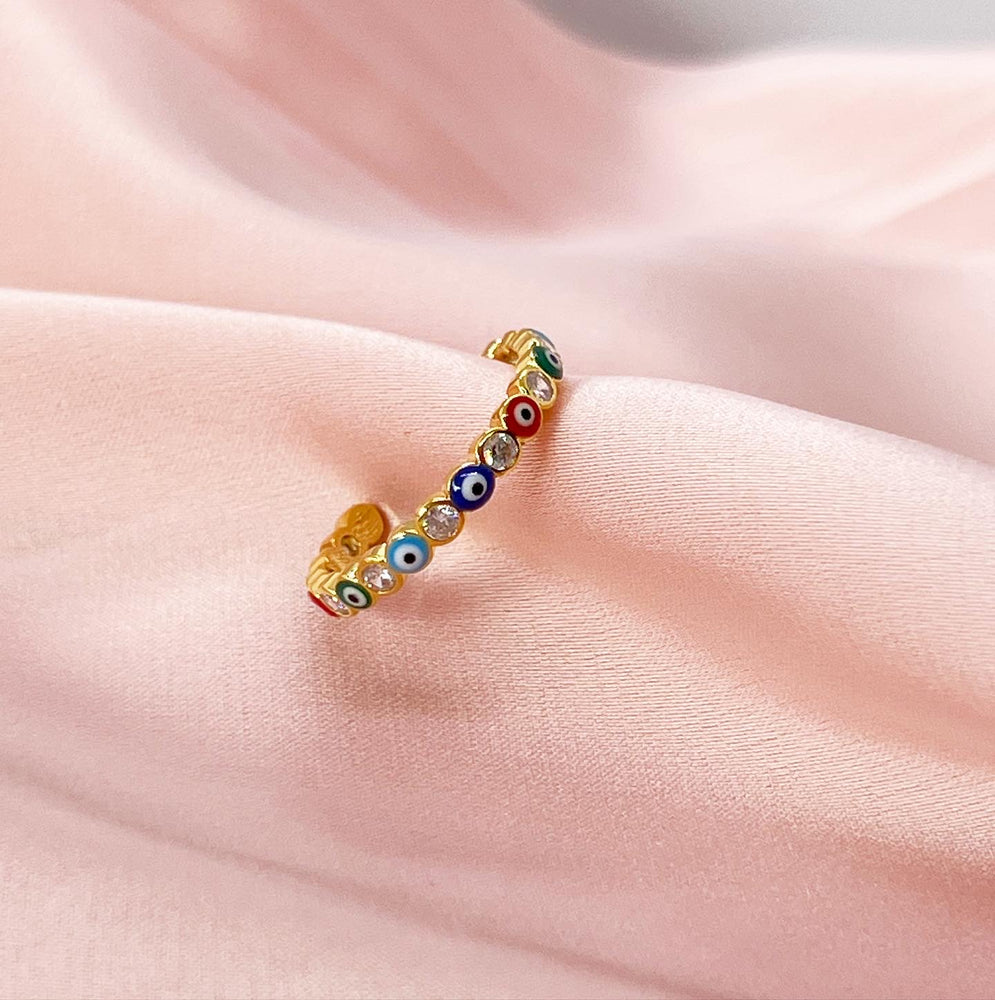 ANILLO OJITOS COLORES GOLD