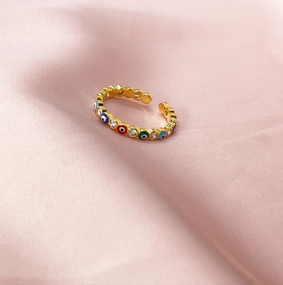 ANILLO OJITOS COLORES GOLD