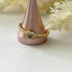 ANILLO PELOTITAS CORAZON CRISTAL